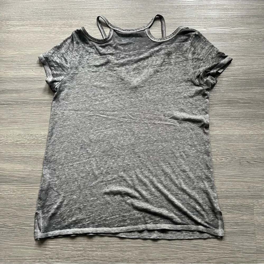 Lucky Brand Gray Graphic Journey Band Tee with Shoulder Cutouts - Picture 5 of 5